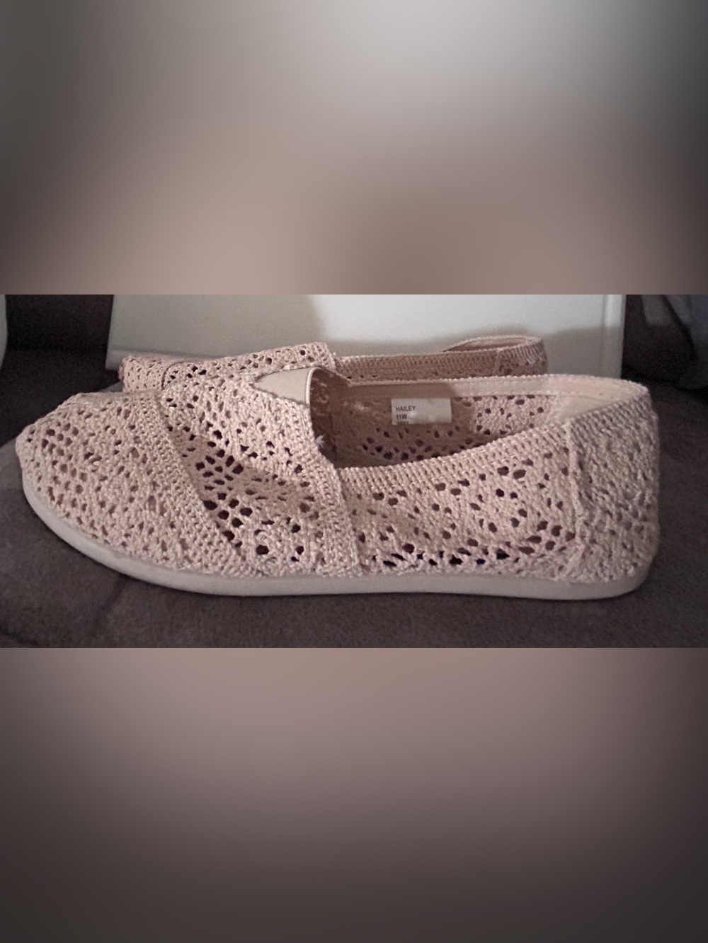Women's Crochet Slip-On Flats in Tan